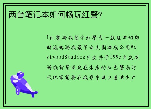 两台笔记本如何畅玩红警？
