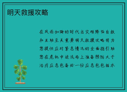 明天救援攻略